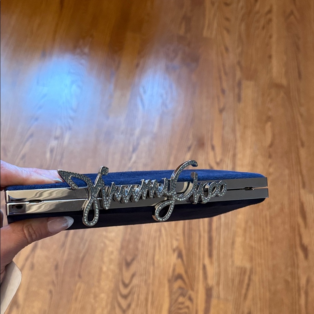 Jimmy Choo blue Clutch with Silver Detailing